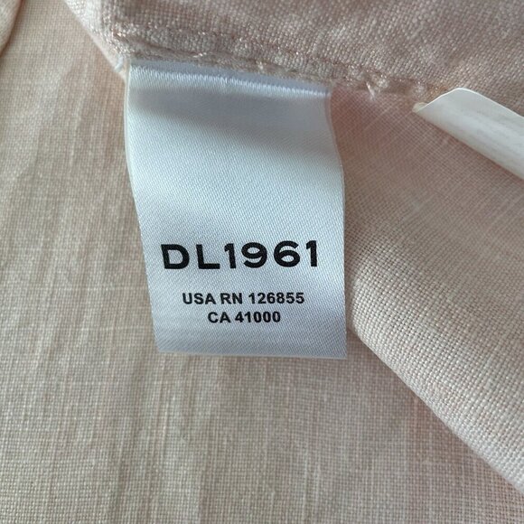DL 1961 Women's Pink Candice 100% Linen Elbow Sleeve Crop Blouse Top Size XS - Picture 8 of 10